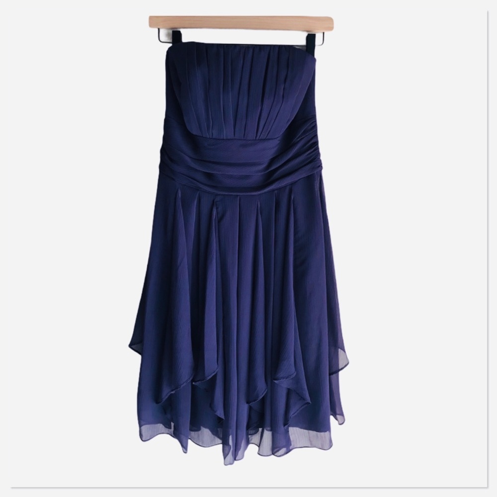 David’s Bridal Strapless Crinkle Chiffon Dress 6 - Picture 3 of 10